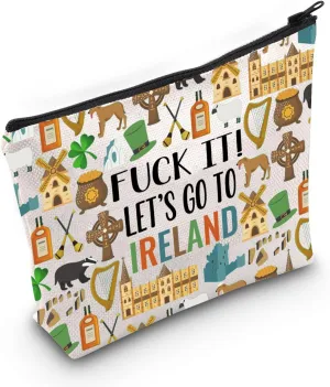 Ireland Cosmetic Makeup Bag Ireland Travel Gift Ireland Travel Pouch Girls Trip to Ireland Gift for Her (Ireland)