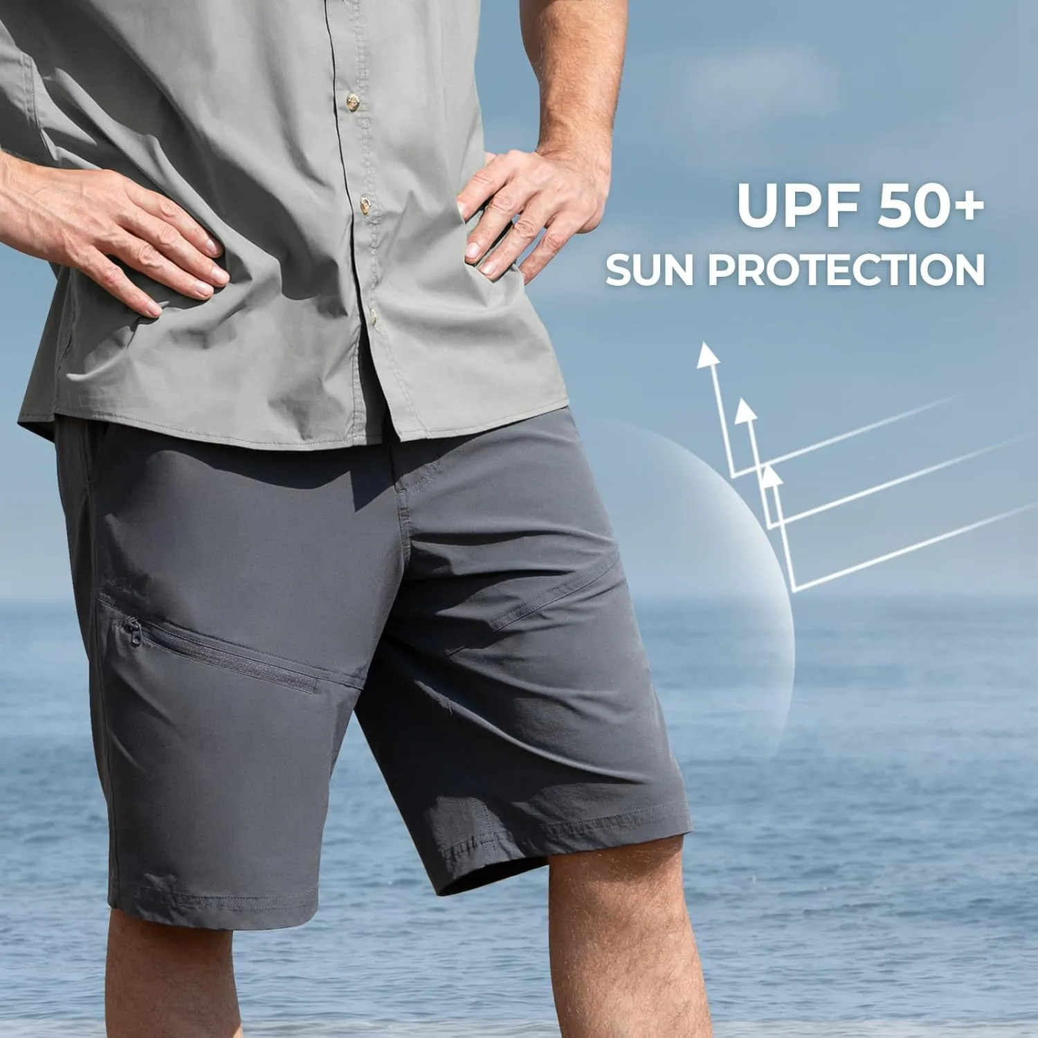 KastKing Cool Caster Men's Fishing Shorts, UPF 50  Hiking Shorts, 10.5 and 7.5 Available, Water Repellent, 4-Way Stretch