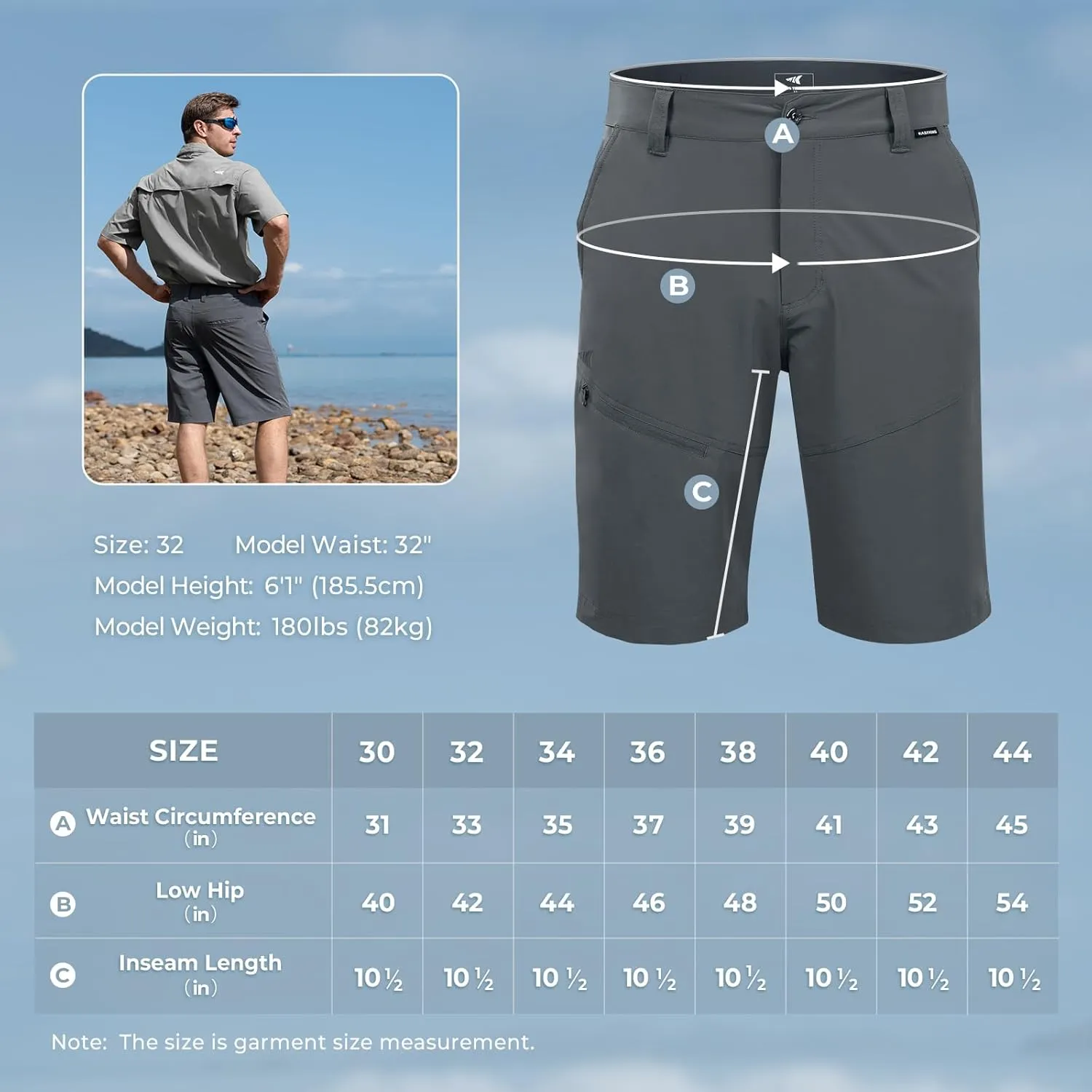KastKing Cool Caster Men's Fishing Shorts, UPF 50  Hiking Shorts, 10.5 and 7.5 Available, Water Repellent, 4-Way Stretch