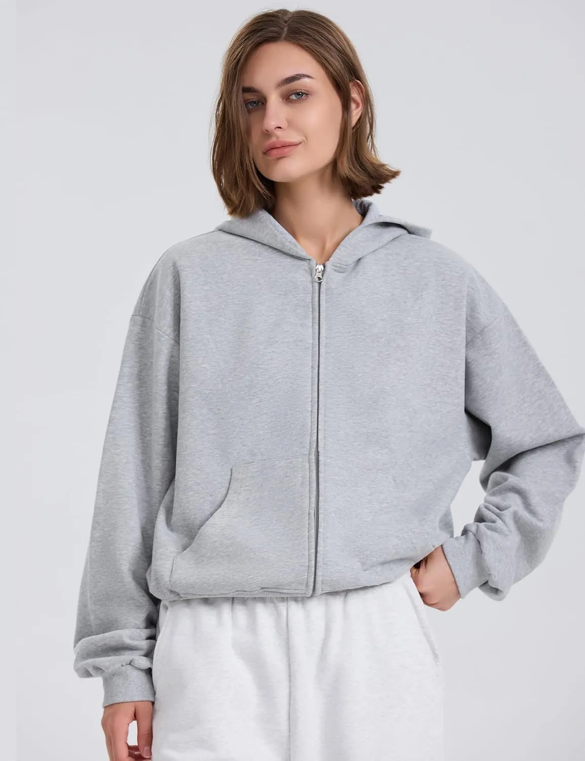 kayamiya Women's Zip Up Hoodie Cropped Long Sleeve Fleece Sweatshirts Casual Jackets With Pockets