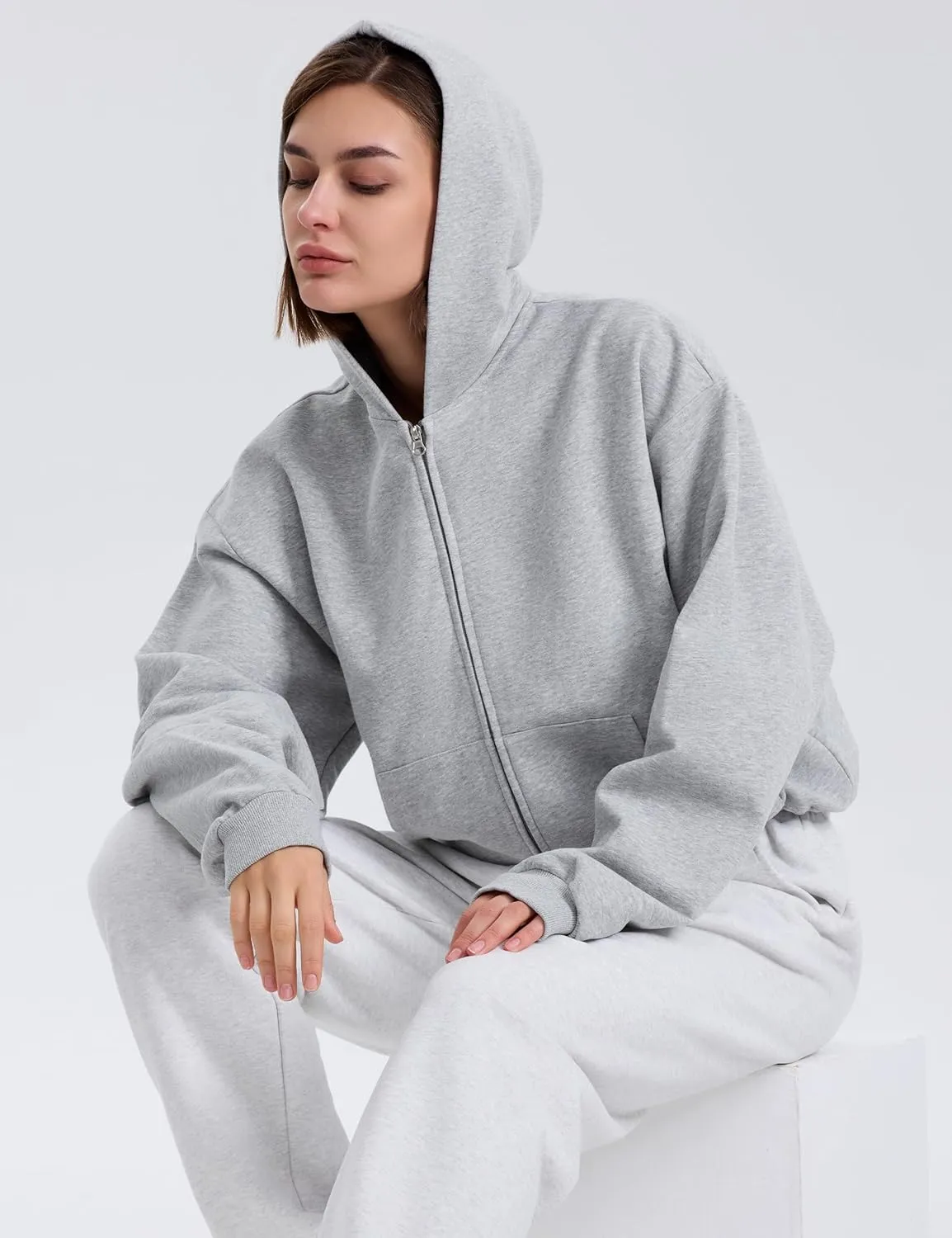 kayamiya Women's Zip Up Hoodie Cropped Long Sleeve Fleece Sweatshirts Casual Jackets With Pockets