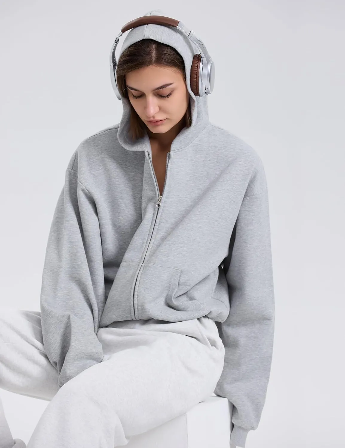 kayamiya Women's Zip Up Hoodie Cropped Long Sleeve Fleece Sweatshirts Casual Jackets With Pockets