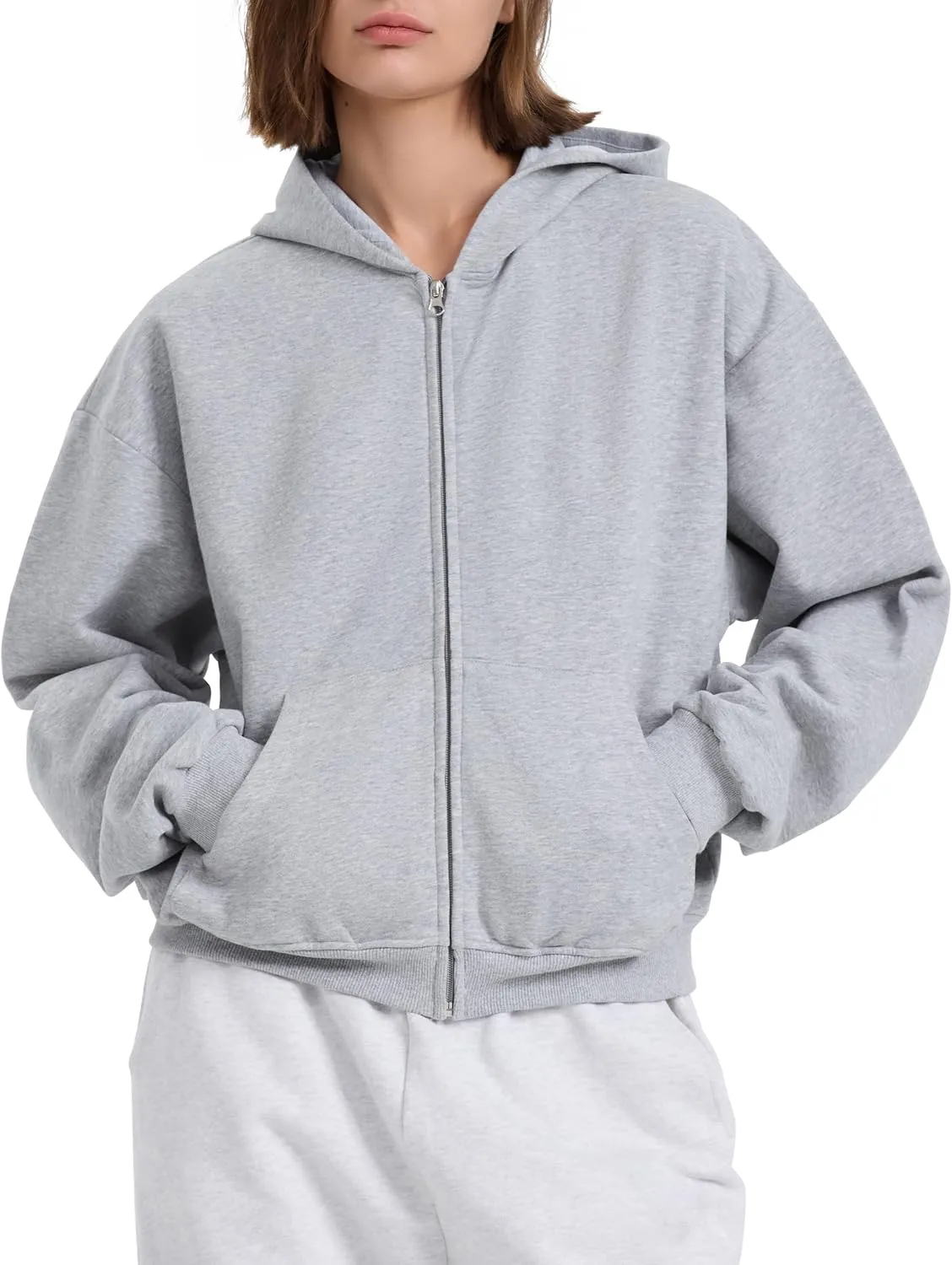 kayamiya Women's Zip Up Hoodie Cropped Long Sleeve Fleece Sweatshirts Casual Jackets With Pockets