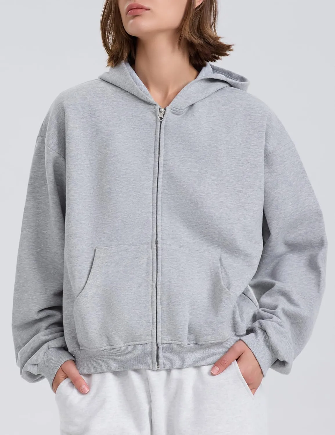 kayamiya Women's Zip Up Hoodie Cropped Long Sleeve Fleece Sweatshirts Casual Jackets With Pockets