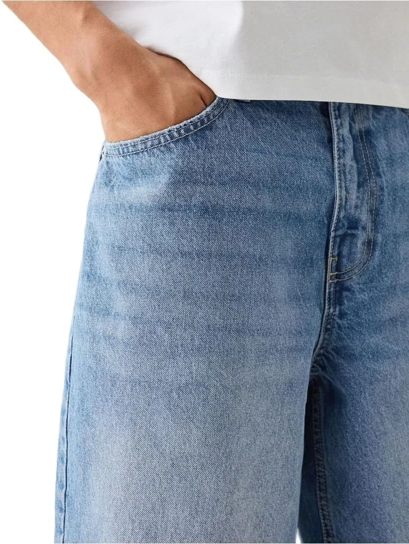Kinghua Baggy Jean Shorts for Men Casual Loose Fit Hip Hop Denim Shorts
