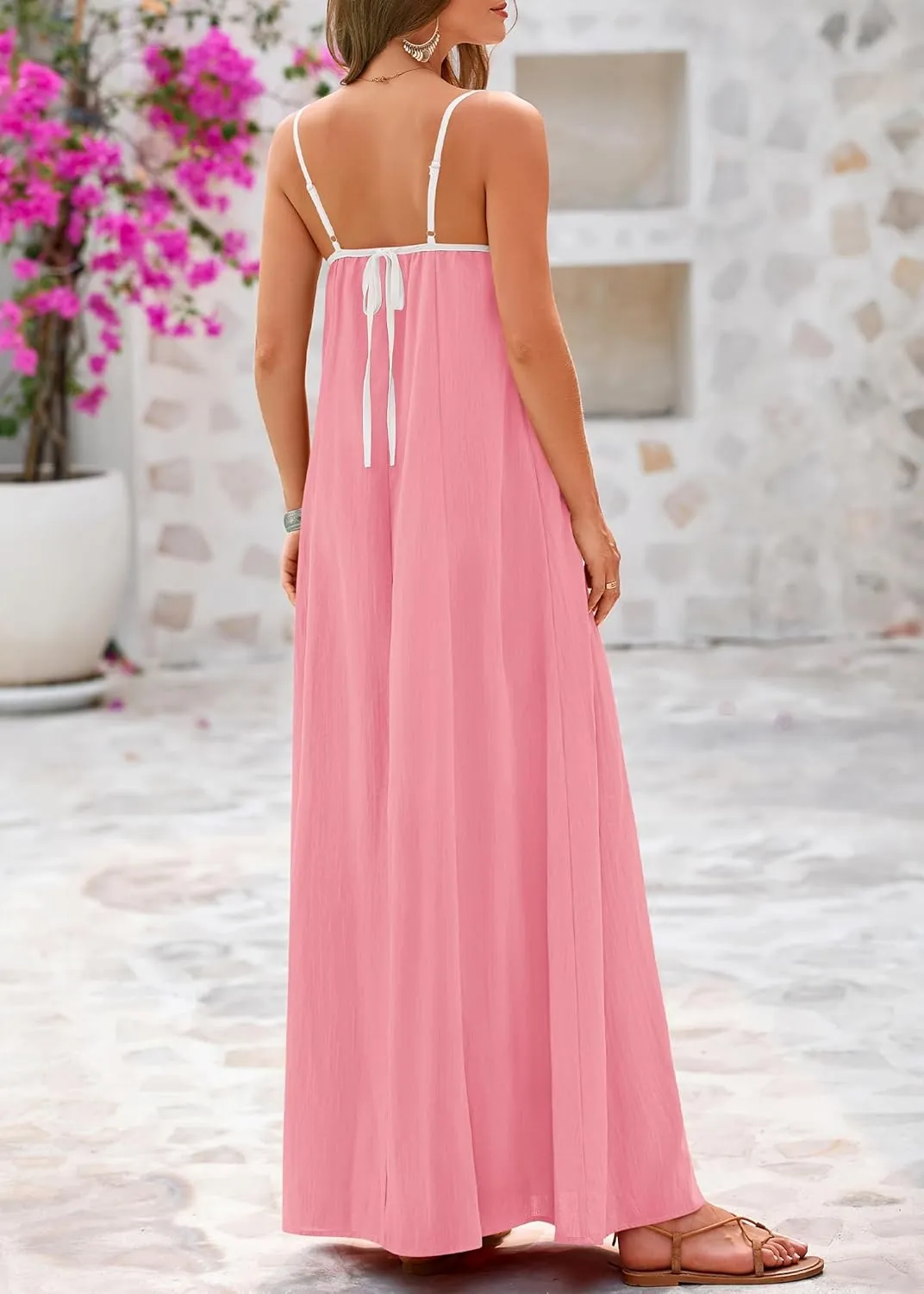 KIRUNDO Women Summer Maxi Sundress 2025 Boho Spaghetti Strap Sleeveless Casual Loose Flowy A Line Beach Vacation Dress