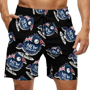 Kiwi Bird New Zealands Flag Men's Swim Trunks Quick Dry Board Shorts Breathable Summer Beach Shorts Bathing Suits