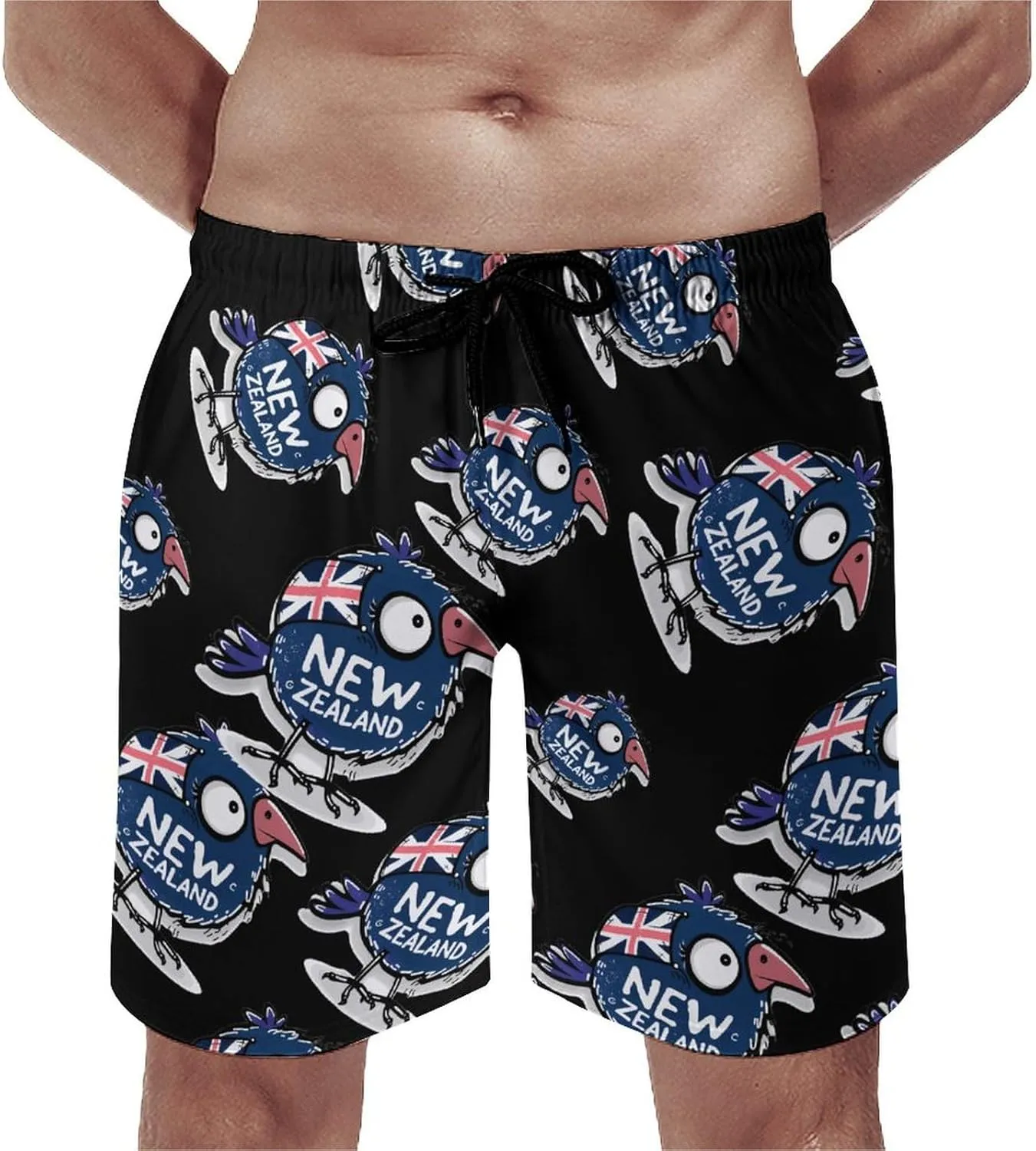 Kiwi Bird New Zealands Flag Men's Swim Trunks Quick Dry Board Shorts Breathable Summer Beach Shorts Bathing Suits