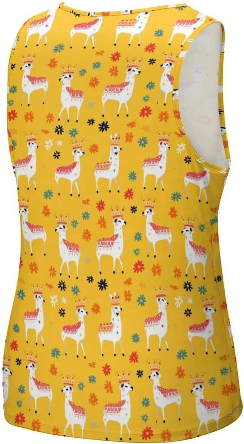 Lamas Pattern Mens Tank Top Undershirt Sleeveless Gym Vest Workout T-Shirts