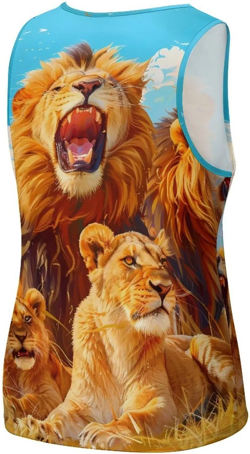 Lion Family Mens Tank Top Undershirt Sleeveless Gym Vest Workout T-Shirts