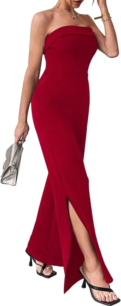 LuFeng Women's 2024 Summer Sleeveless Off Shoulder One Piece Jumpsuit Backless Wide Leg Slit Long Rompers with Pockets