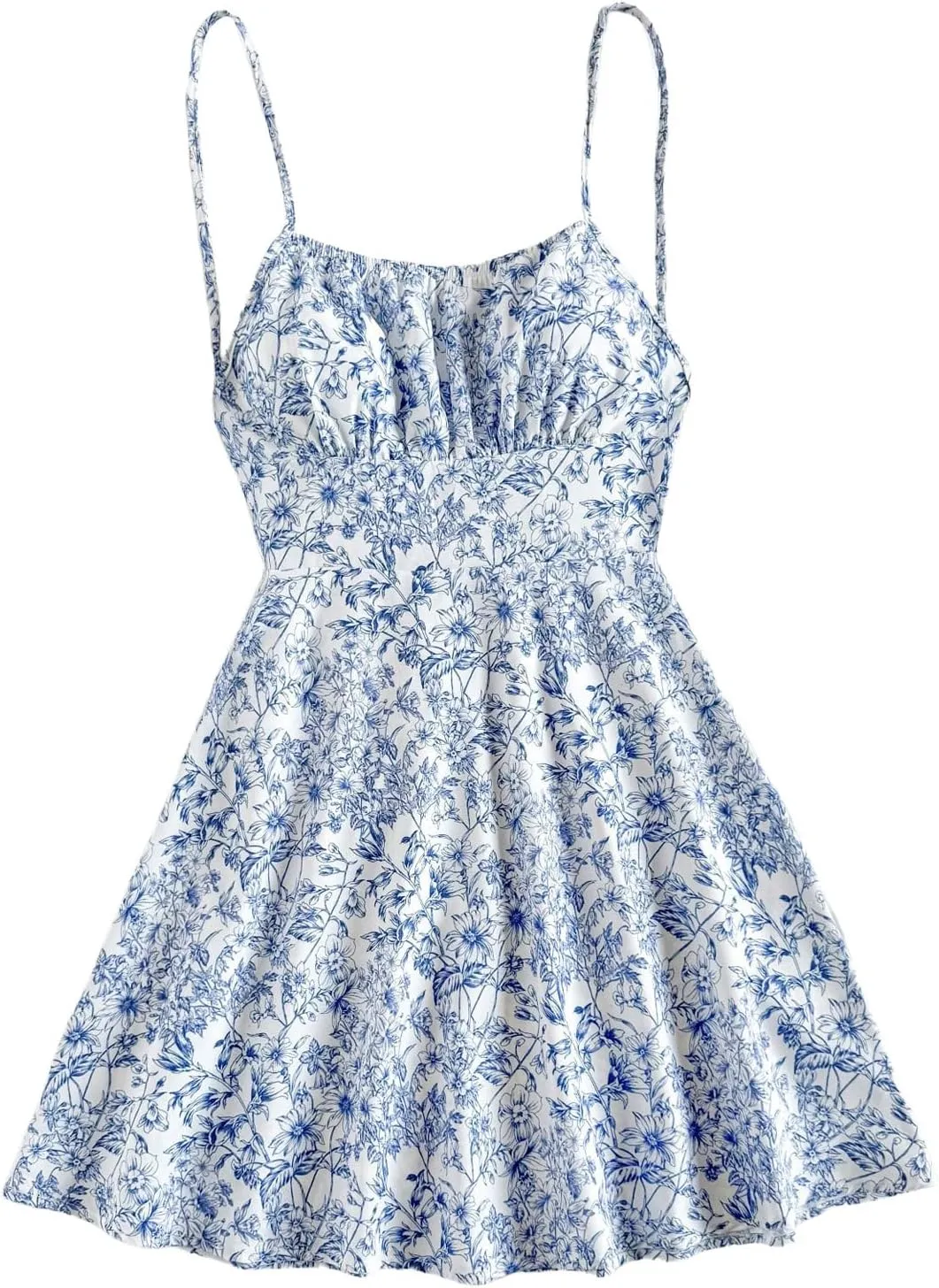 MakeMeChic Women's Ditsy Floral A Line Cami Dress Spaghetti Strap Summer Mini Dresses