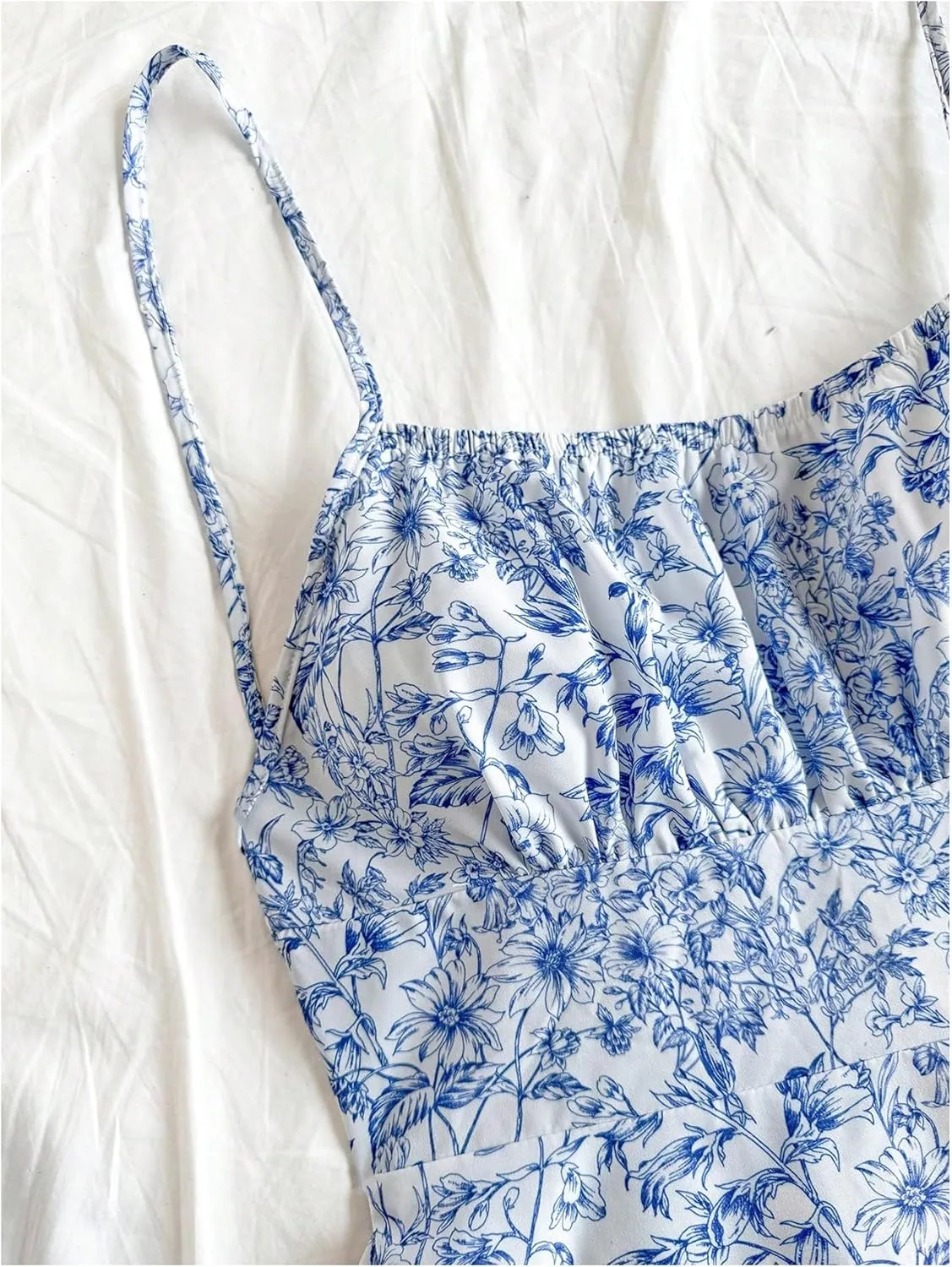 MakeMeChic Women's Ditsy Floral A Line Cami Dress Spaghetti Strap Summer Mini Dresses