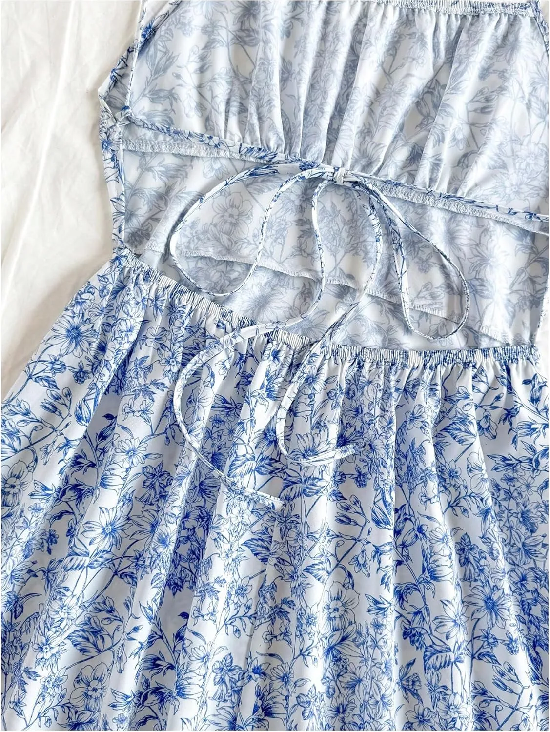 MakeMeChic Women's Ditsy Floral A Line Cami Dress Spaghetti Strap Summer Mini Dresses