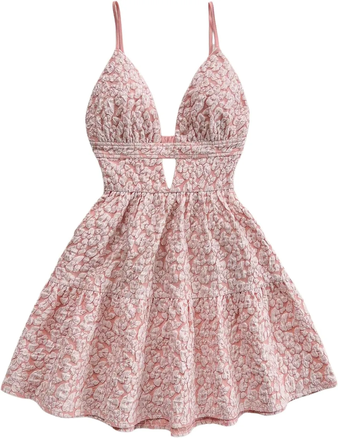 MakeMeChic Women's Sleeveless Cami Dress Backless Tiered Ruffle A Line Going Out Mini Dresses Sundress