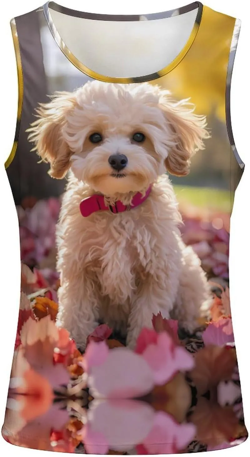Maltipoo Dog Mens Tank Top Undershirt Sleeveless Gym Vest Workout T-Shirts