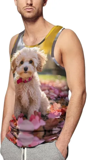 Maltipoo Dog Mens Tank Top Undershirt Sleeveless Gym Vest Workout T-Shirts