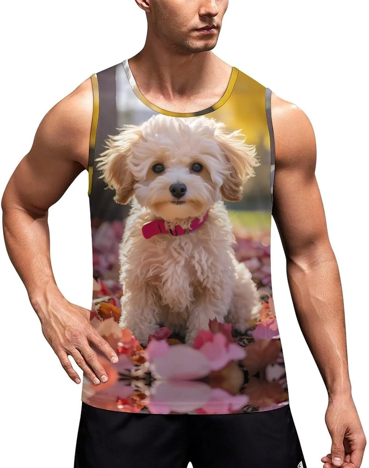 Maltipoo Dog Mens Tank Top Undershirt Sleeveless Gym Vest Workout T-Shirts