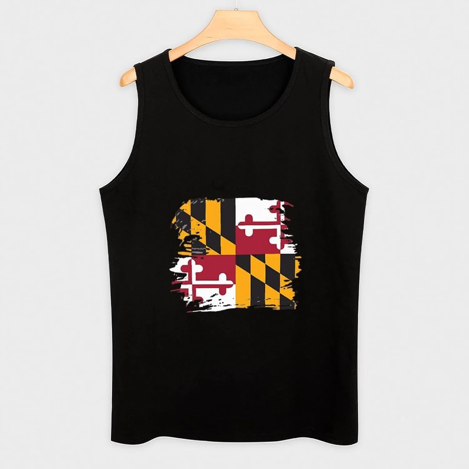 Maryland State MD Flag Mens Tank Top Cotton Undershirt Crewneck Sleeveless Shirt for Summer