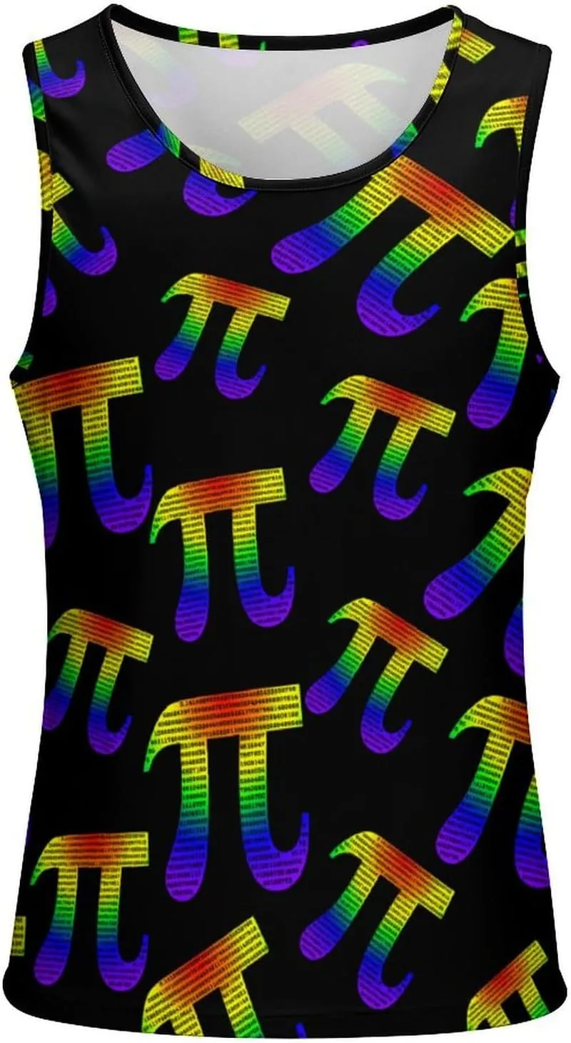 Math PI Men's Tank Tops Summer Sleeveless T-Shirts Gym Workout Tee Casual Beach Tee