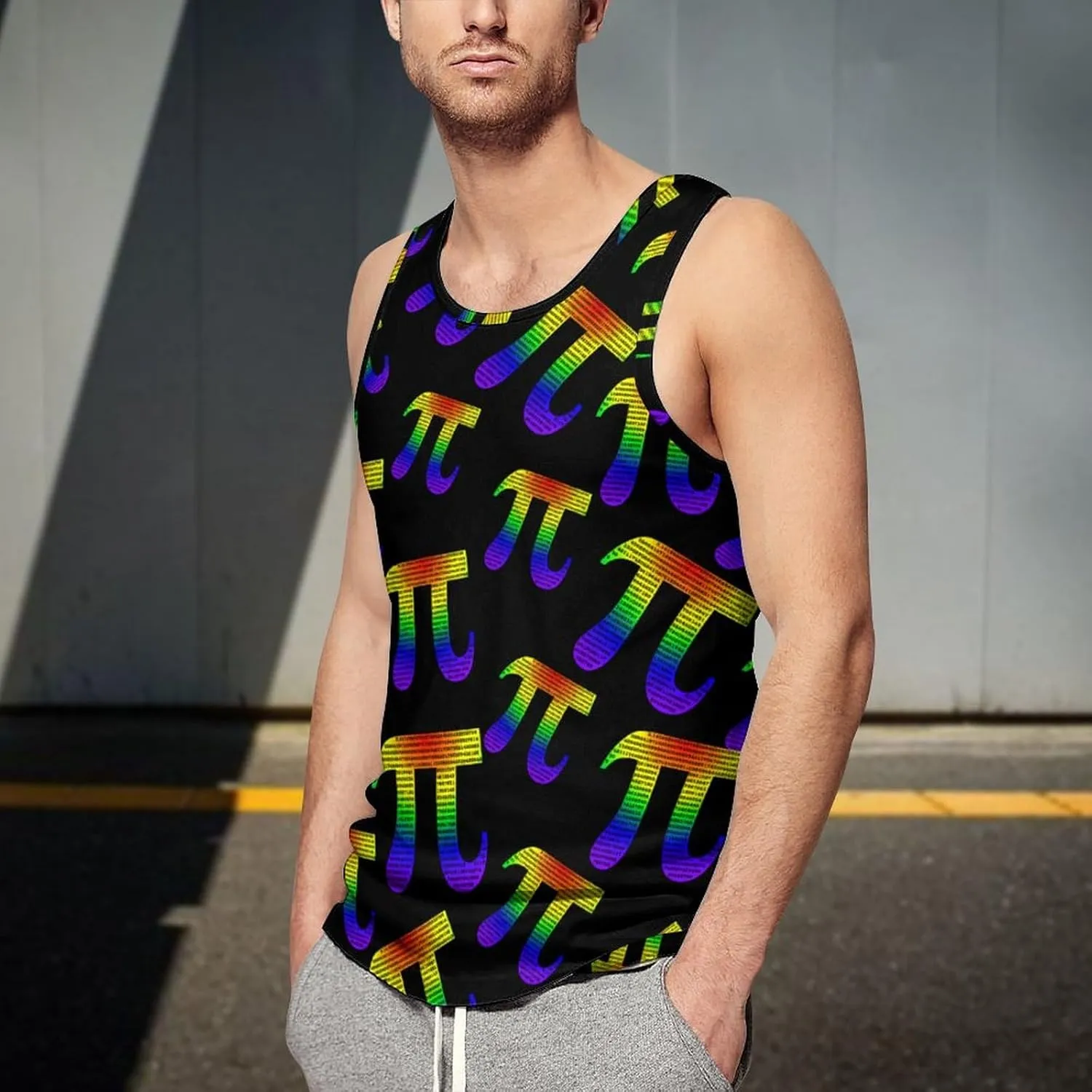 Math PI Men's Tank Tops Summer Sleeveless T-Shirts Gym Workout Tee Casual Beach Tee