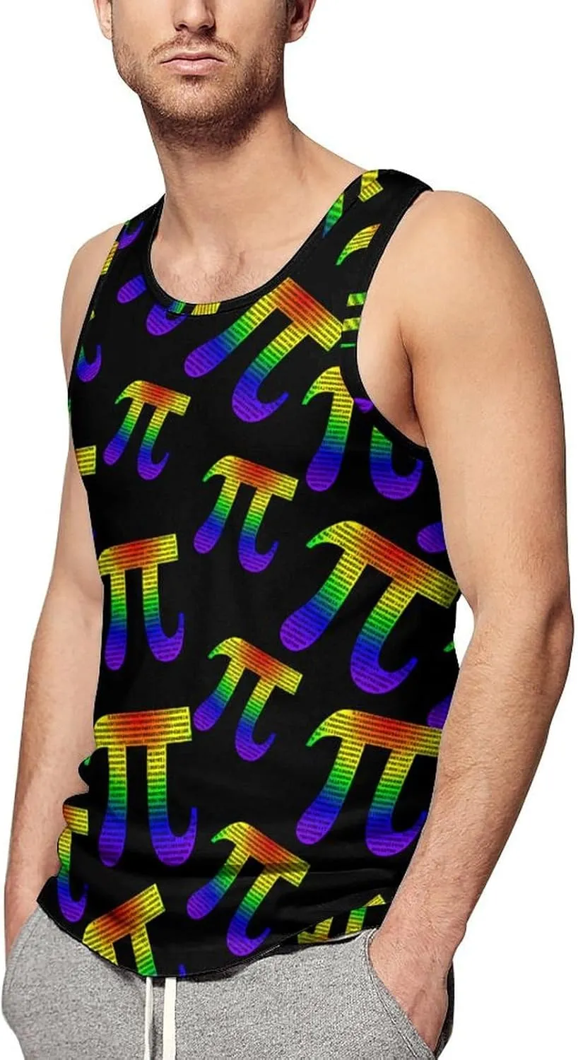 Math PI Men's Tank Tops Summer Sleeveless T-Shirts Gym Workout Tee Casual Beach Tee