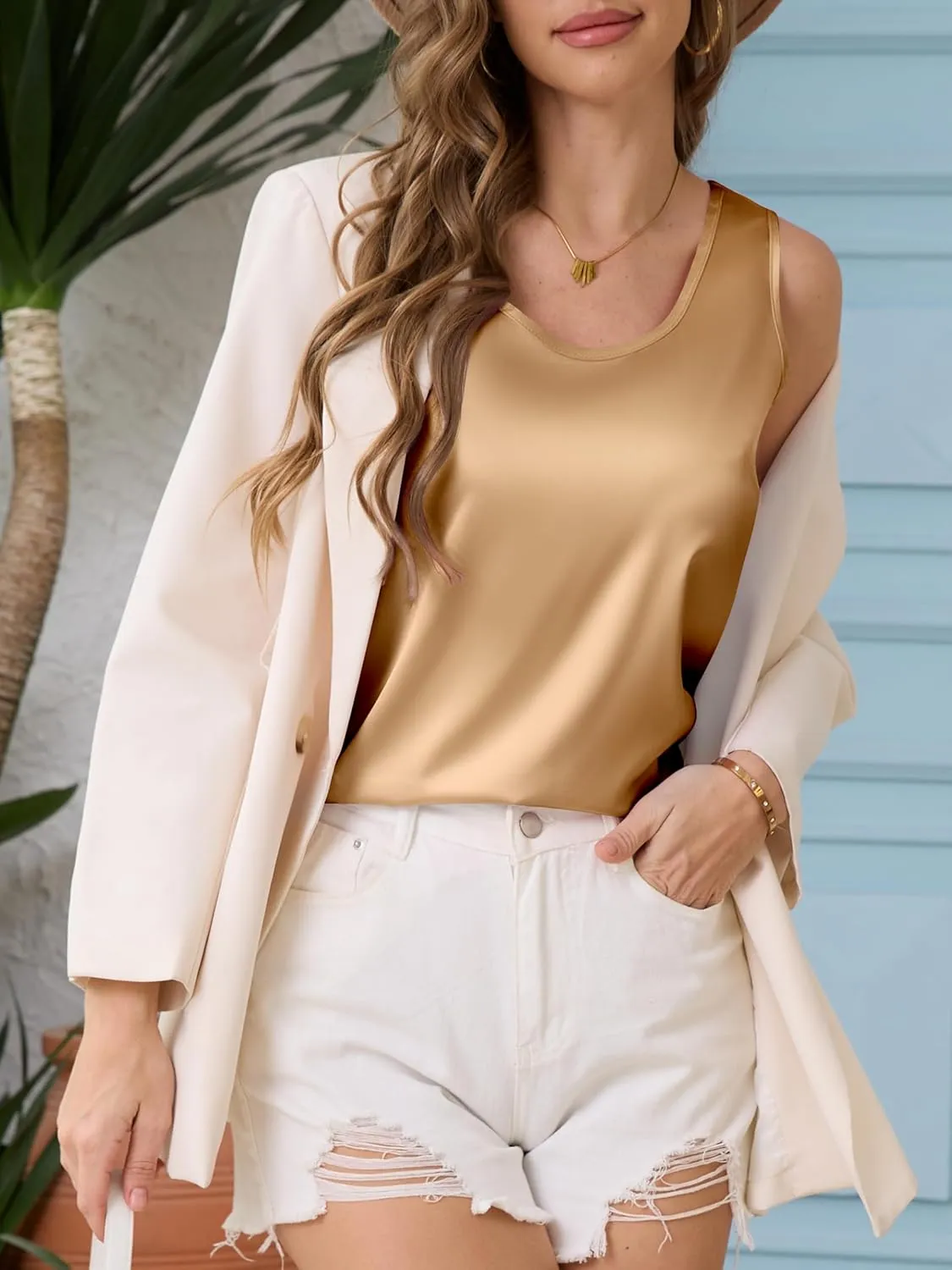 Mawor Silk Satin Tank Top for Women Summer Camisole Tops 2025 Sleeveless Blouse Dressy Business Casual Shirt Trendy Cute Cami