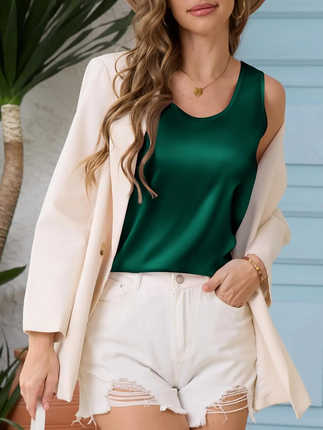 Mawor Silk Satin Tank Top for Women Summer Camisole Tops 2025 Sleeveless Blouse Dressy Business Casual Shirt Trendy Cute Cami