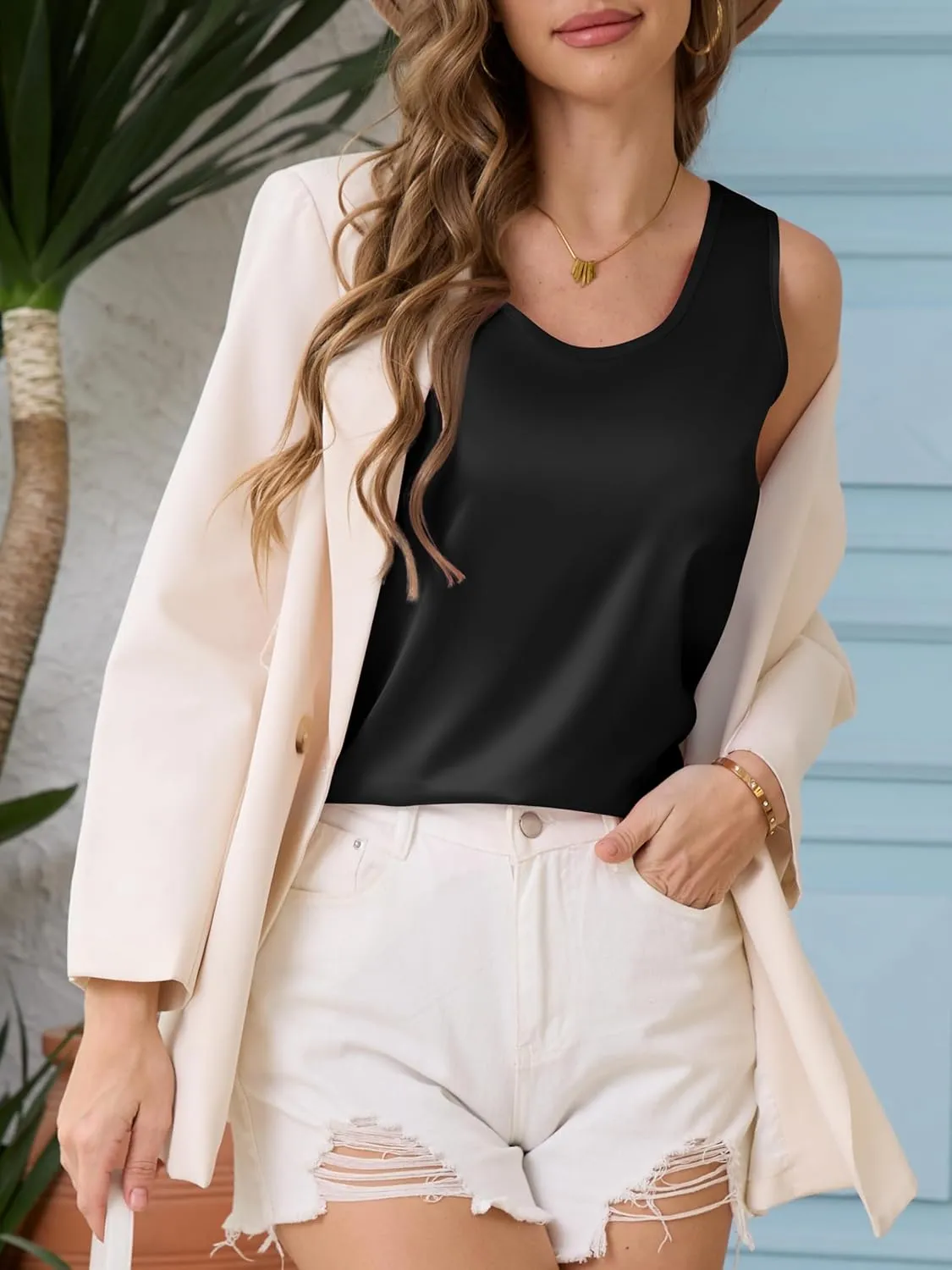 Mawor Silk Satin Tank Top for Women Summer Camisole Tops 2025 Sleeveless Blouse Dressy Business Casual Shirt Trendy Cute Cami