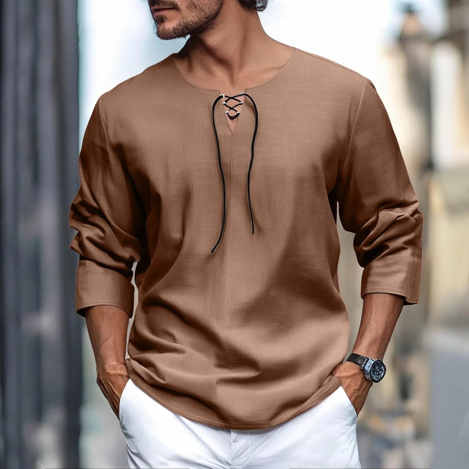 Men's Button Down Shirts Long SleeveV Neck Casual Shirts Lightweight Stretch Workout Undershirt Business Casual Tops