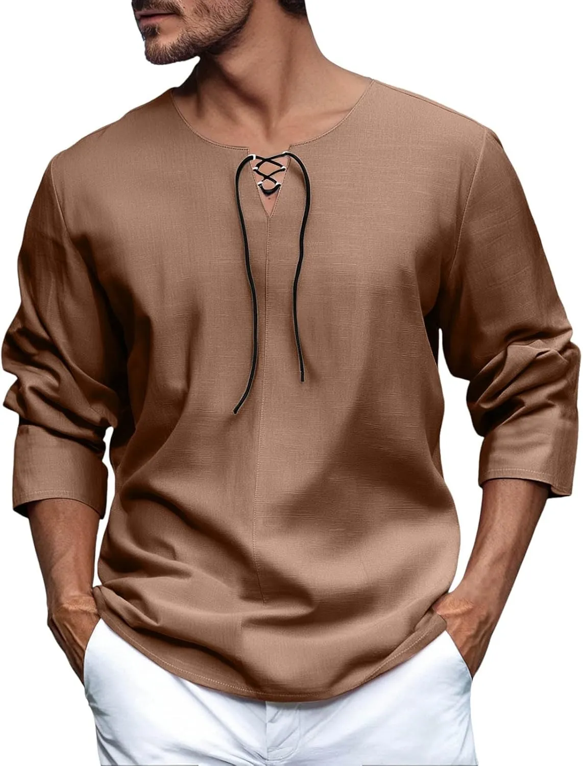 Men's Button Down Shirts Long SleeveV Neck Casual Shirts Lightweight Stretch Workout Undershirt Business Casual Tops