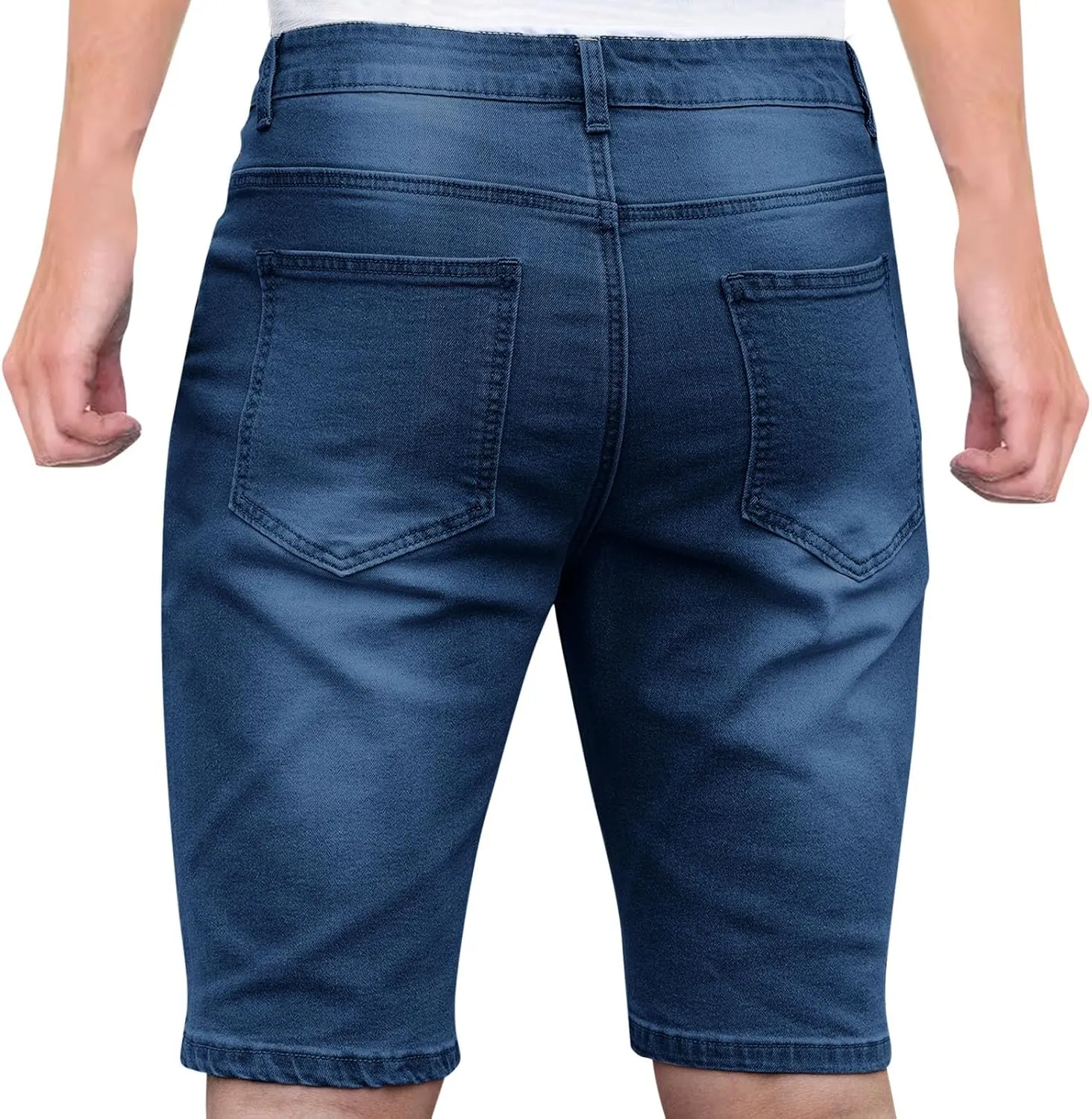 Men's Denim Shorts Casual Straight Leg Stretch Ripped Short Jeans Slim Fit Summer Casual Washed Shorts Jorts