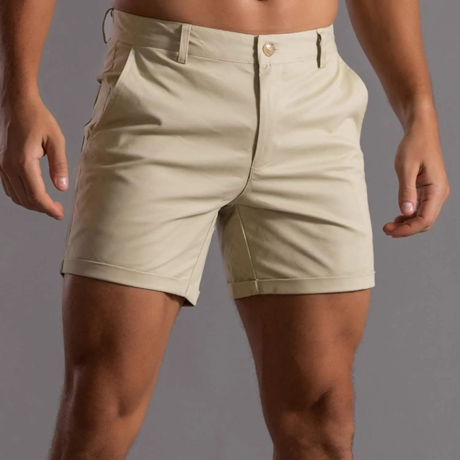 Men's Fashion Cargo Shorts Below Knee Length 3/4 Capri Pants Drawstring Pockets Elastic Waist Gym Shorts