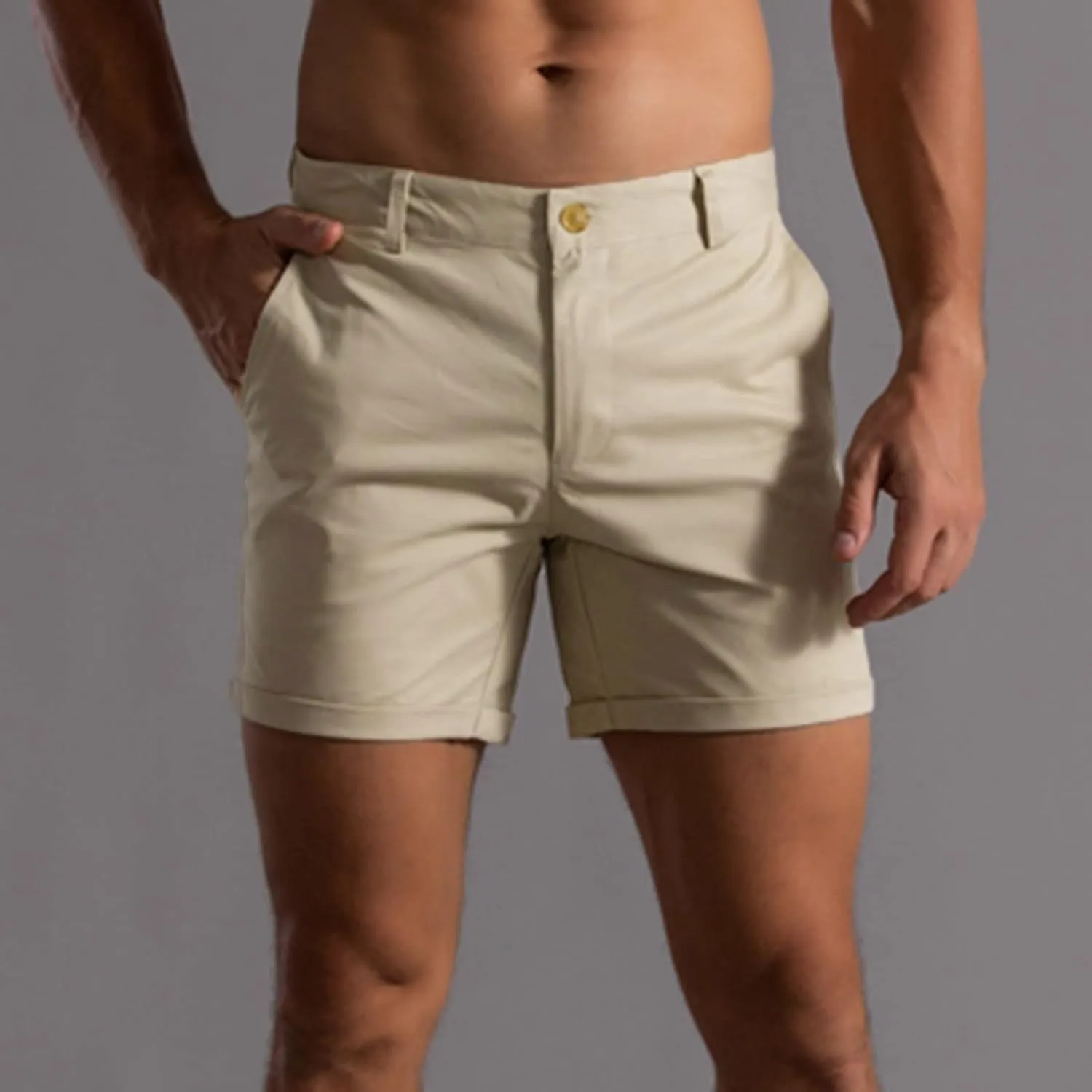 Men's Fashion Cargo Shorts Below Knee Length 3/4 Capri Pants Drawstring Pockets Elastic Waist Gym Shorts