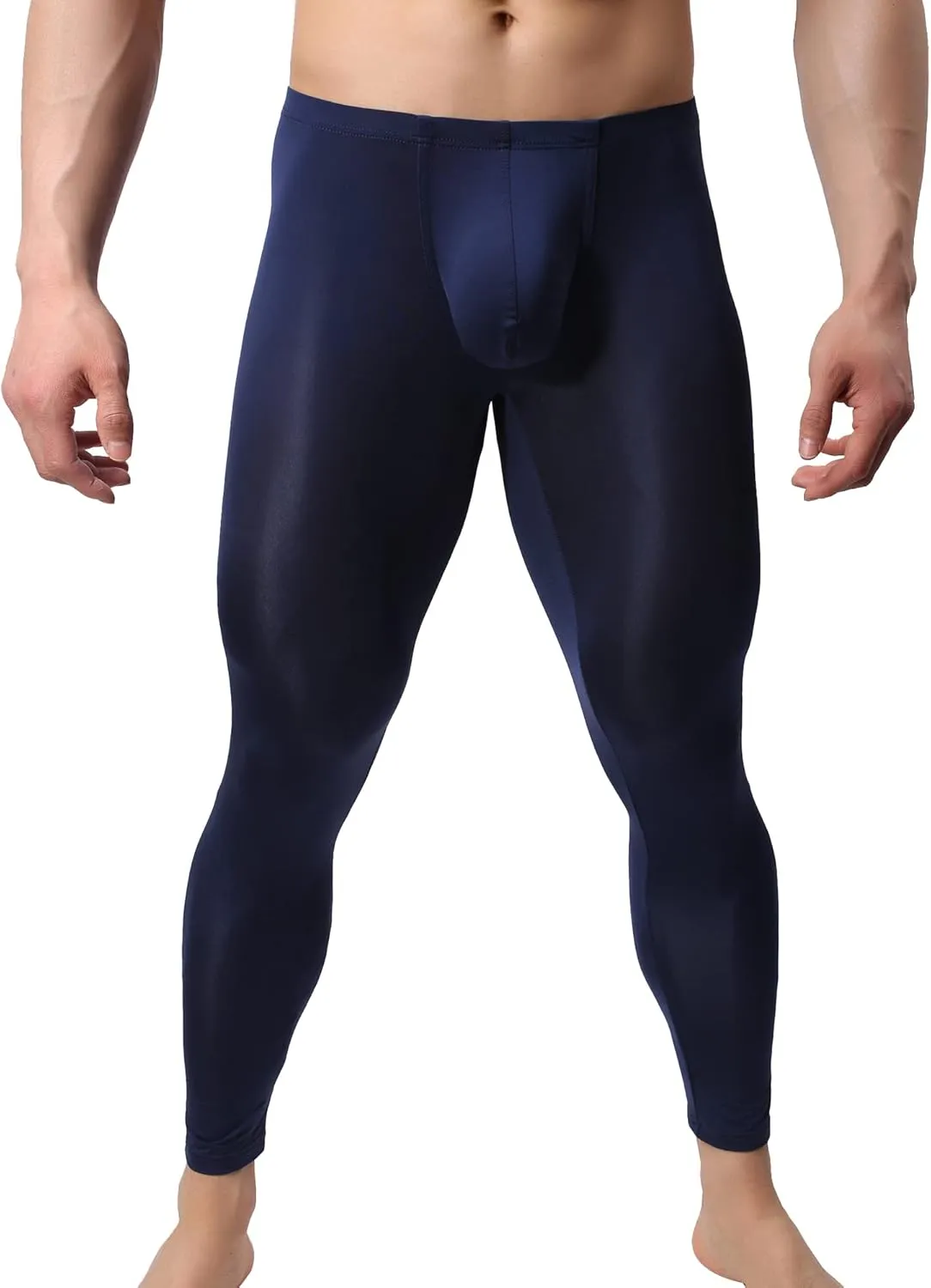 Mens Ice Silk Underwear Pants Low Rise Long John Leggings Base Layer Sports Bottom