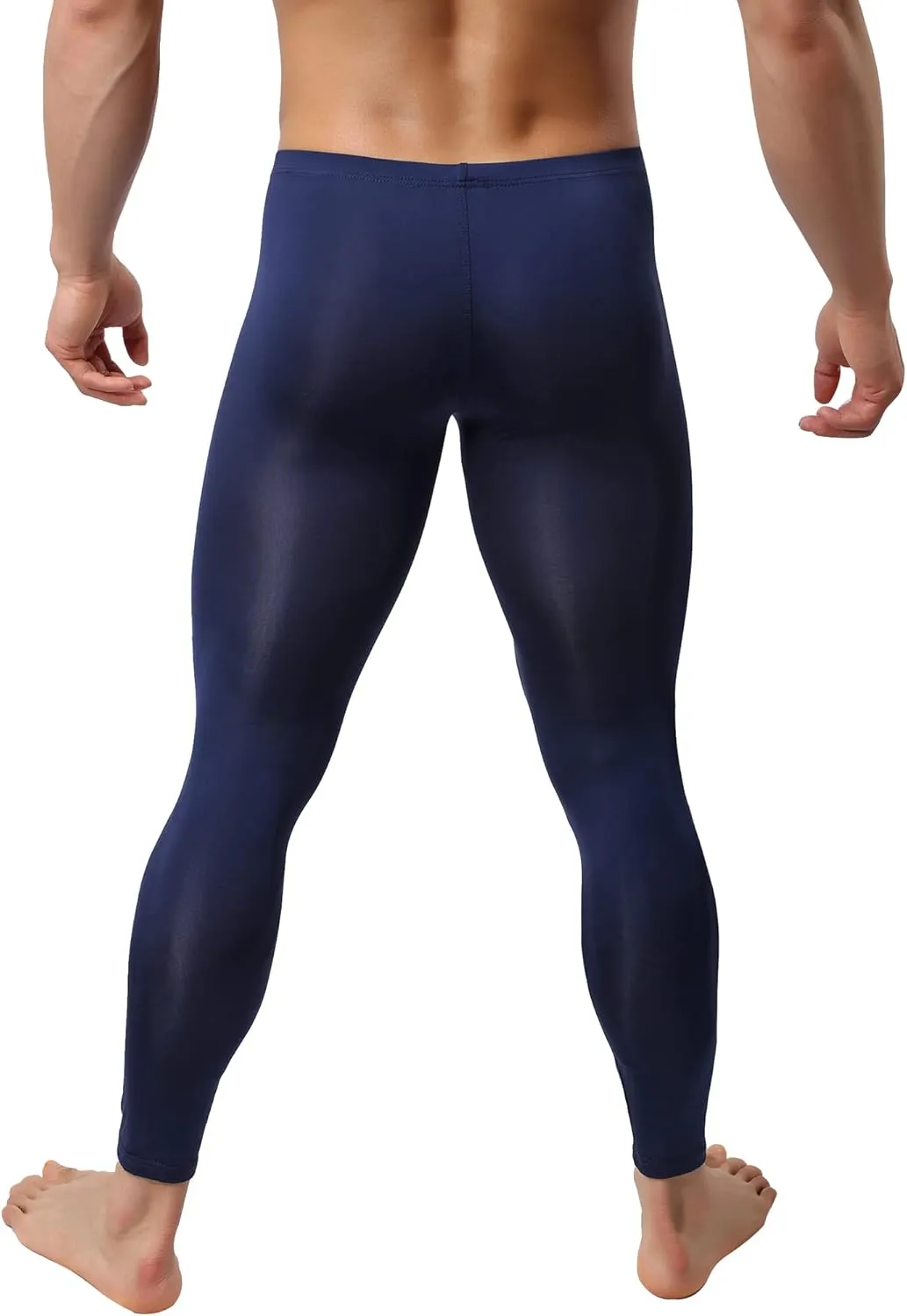 Mens Ice Silk Underwear Pants Low Rise Long John Leggings Base Layer Sports Bottom