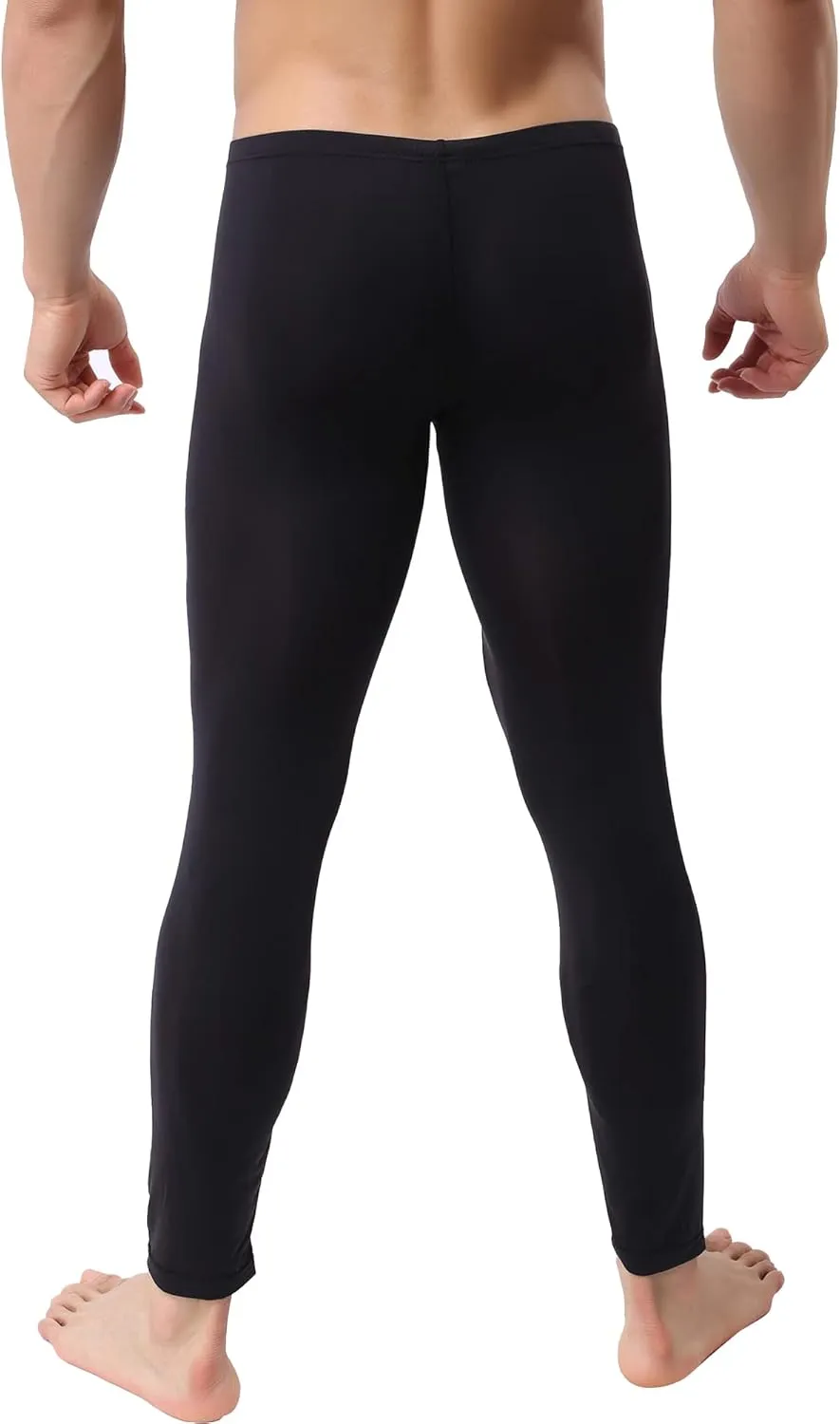 Mens Ice Silk Underwear Pants Low Rise Long John Leggings Base Layer Sports Bottom