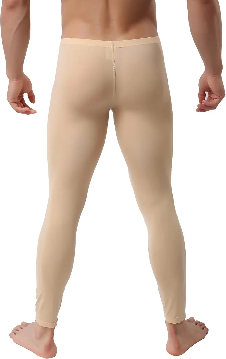 Mens Ice Silk Underwear Pants Low Rise Long John Leggings Base Layer Sports Bottom