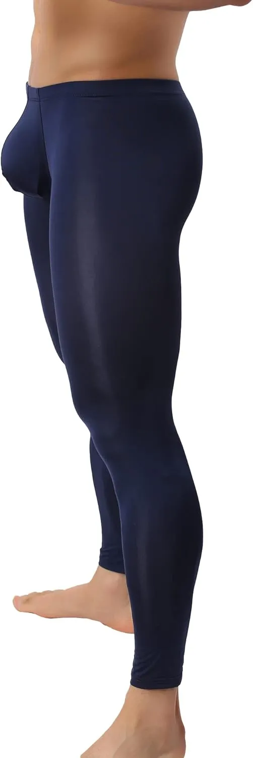 Mens Ice Silk Underwear Pants Low Rise Long John Leggings Base Layer Sports Bottom