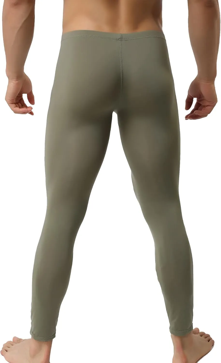 Mens Ice Silk Underwear Pants Low Rise Long John Leggings Base Layer Sports Bottom