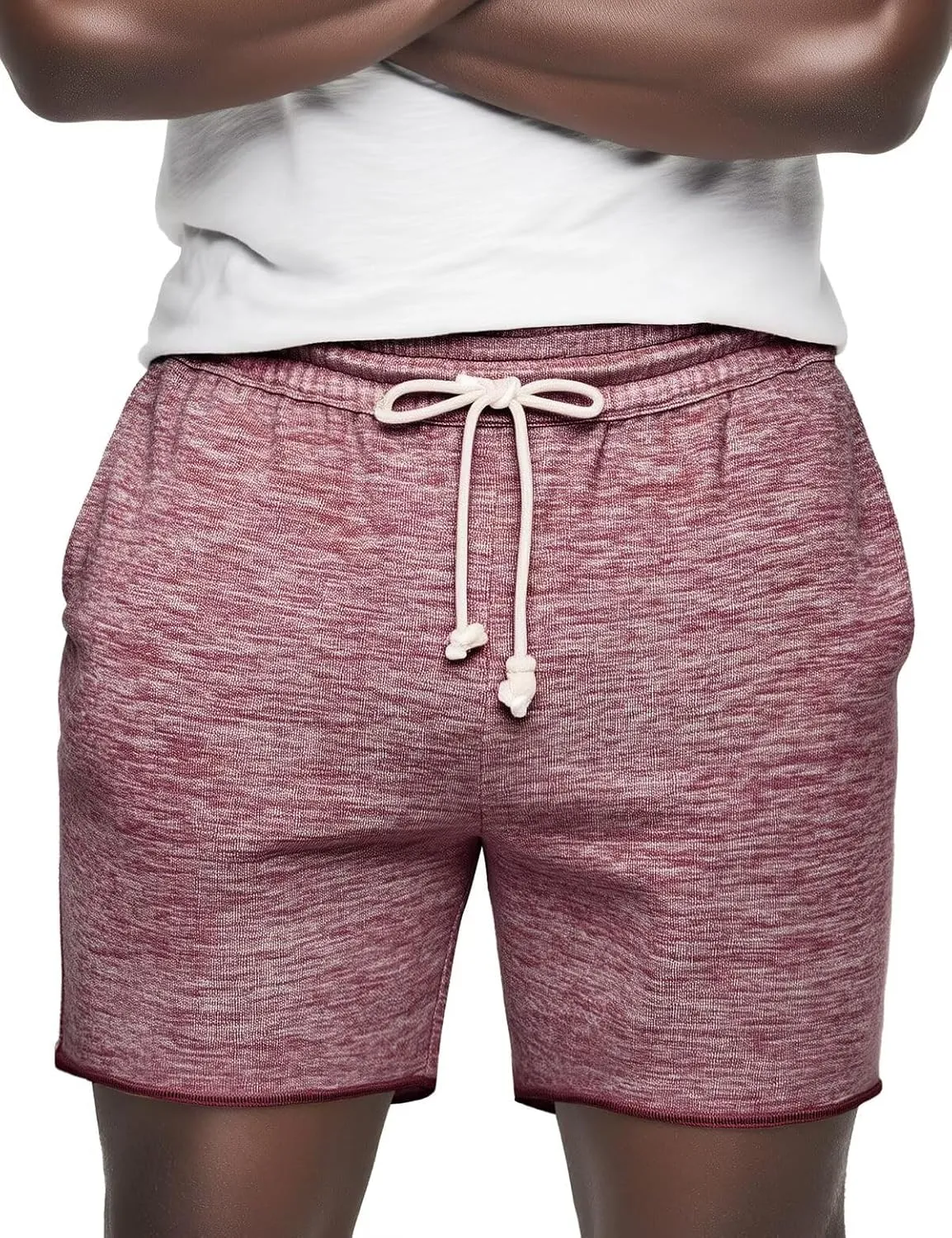Mens Lounge Shorts Knit Terry Cloth Drawstring Athletic Sweat Shorts with Pockets 6 Inch