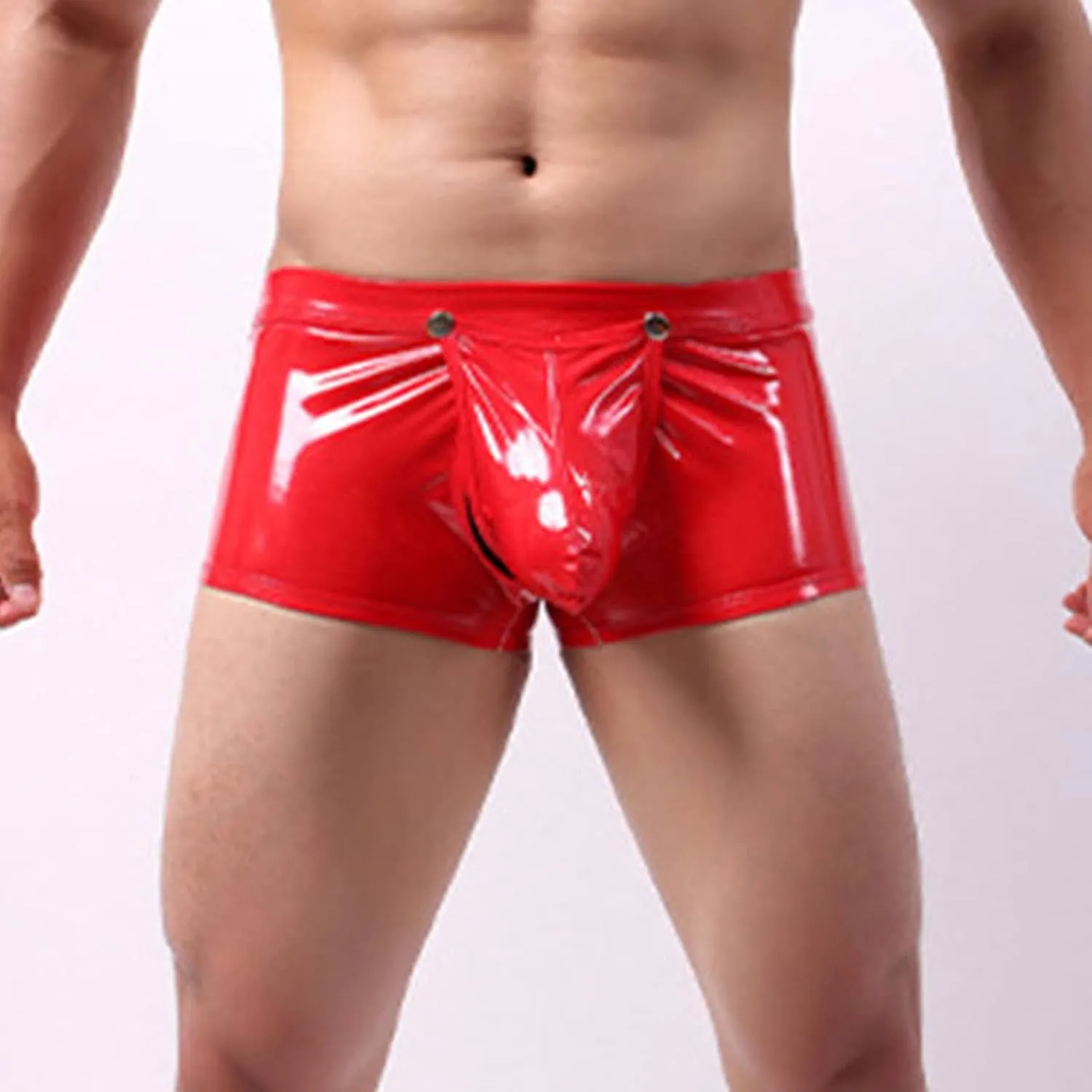Men's Shiny Metallic Boxer Shorts Low Rise Sexy Briefs Bulge Pouch Trunks Imtation Patent Leather Underwear