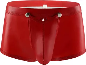 Men's Shiny Metallic Boxer Shorts Low Rise Sexy Briefs Bulge Pouch Trunks Imtation Patent Leather Underwear