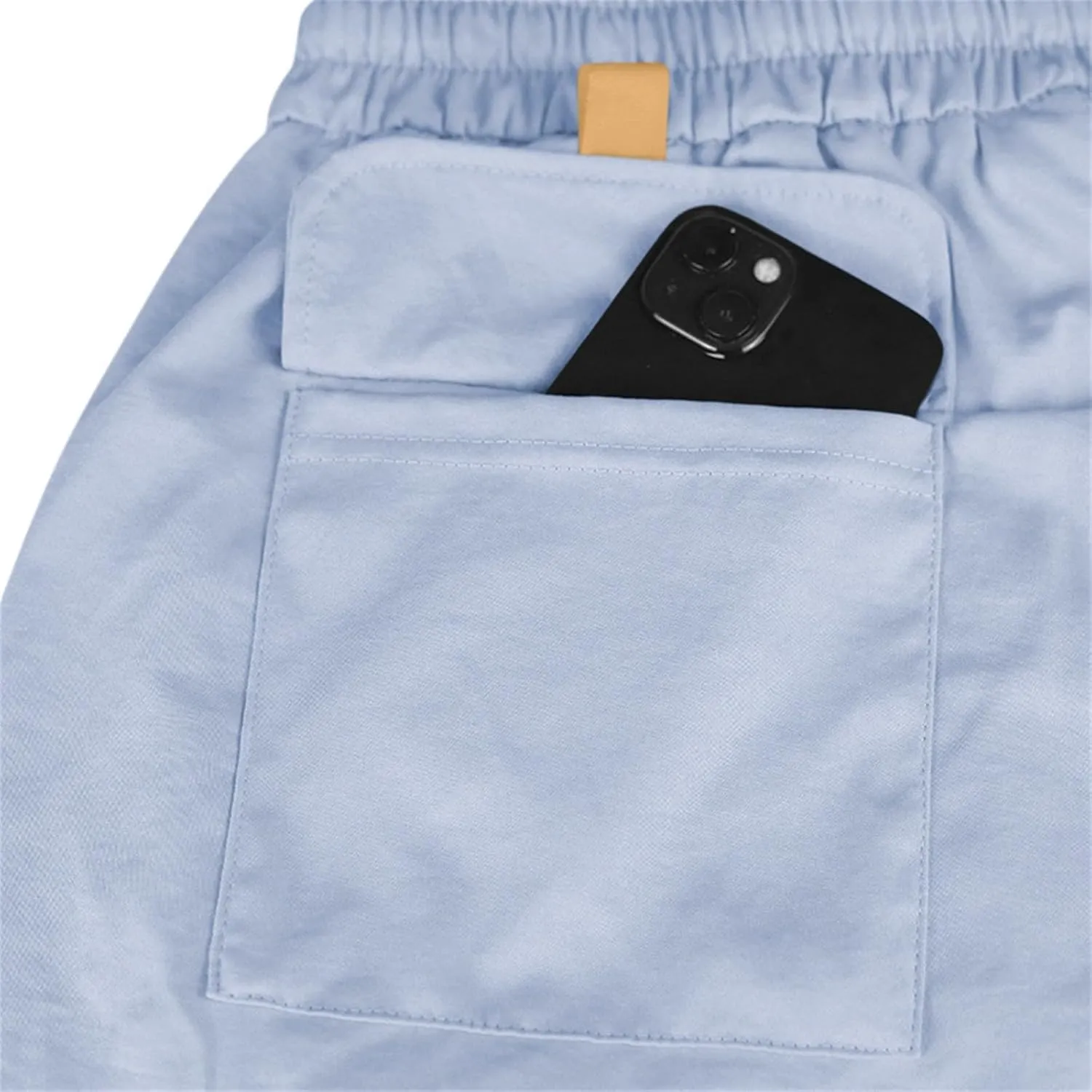 Men's Shorts Casual Cotton Linen Elastic Waist Summer Beach Vacation Shorts with Multi-Pocket