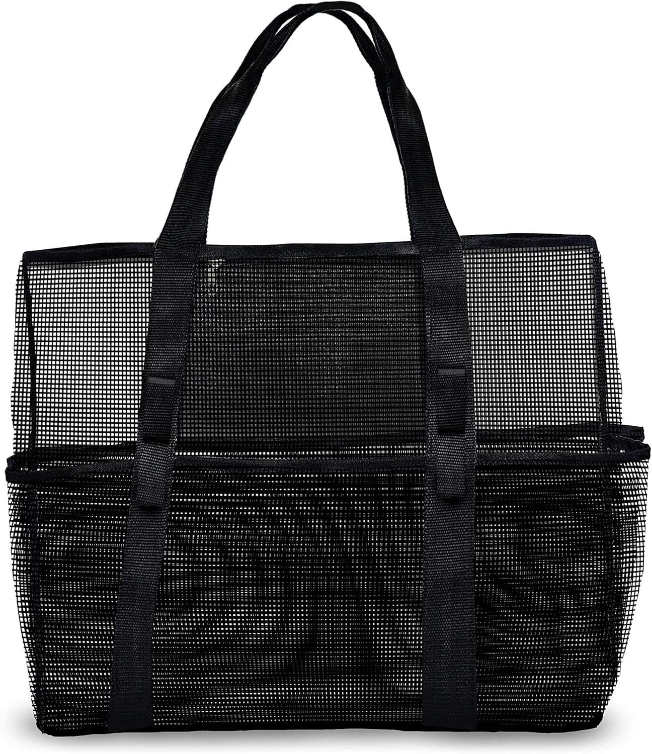 Mesh Beach Bag - Oversized Beach Tote Bag with Zipper & Deep Pockets - Foldable Beach Toy Bag for Gym, Picnic, Shopping or Travel