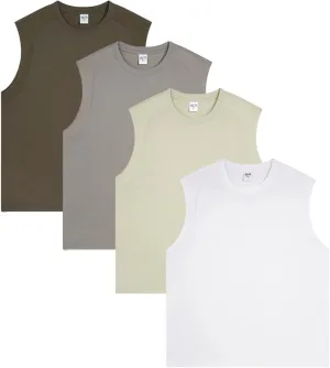 Mi Bo Tong 4 Pack Men's Sleeveless Tank Top Shirts Lightweight Cotton Athletic Shirts Workout Sports Undershirts