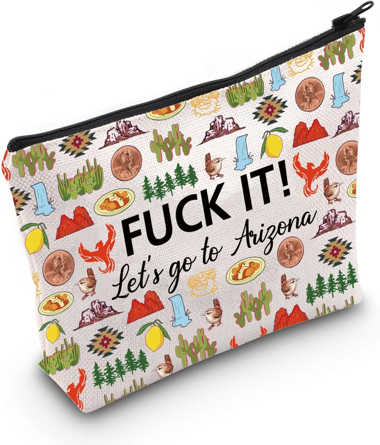 MNIGIU Arizona Cosmetic Makeup Bag Arizona Travel Gift Arizona Travel Pouch Girls Trip to Arizona Gift for Her (Go to Arizona), Medium