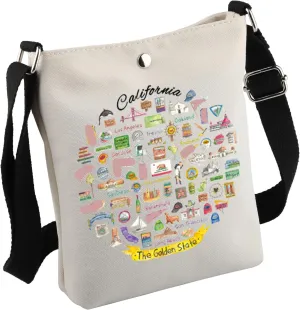 MNIGIU California Tote Bag - White, Medium - Perfect for Travel, Everyday Use, and Makeup Storage