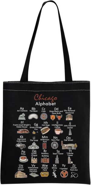 MNIGIU Chicago Canvas Tote Bag - Eco Tote Bag, Reusable Welcome Bag