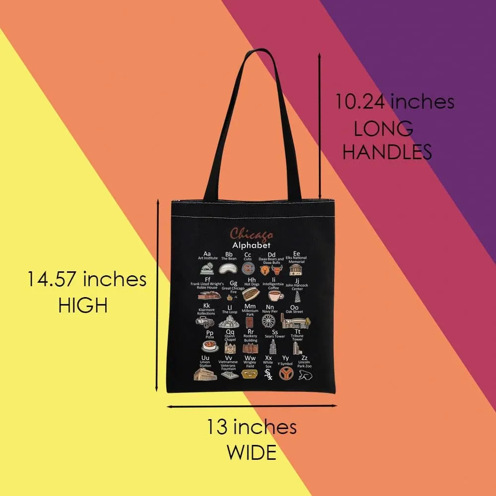 MNIGIU Chicago Canvas Tote Bag - Eco Tote Bag, Reusable Welcome Bag
